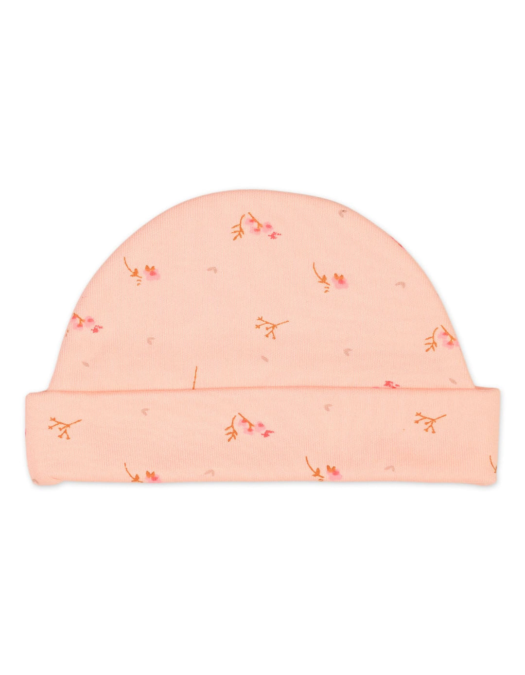 Newborn Girls Cap Bambies Peach Floral Printed Peach at Zubaidas