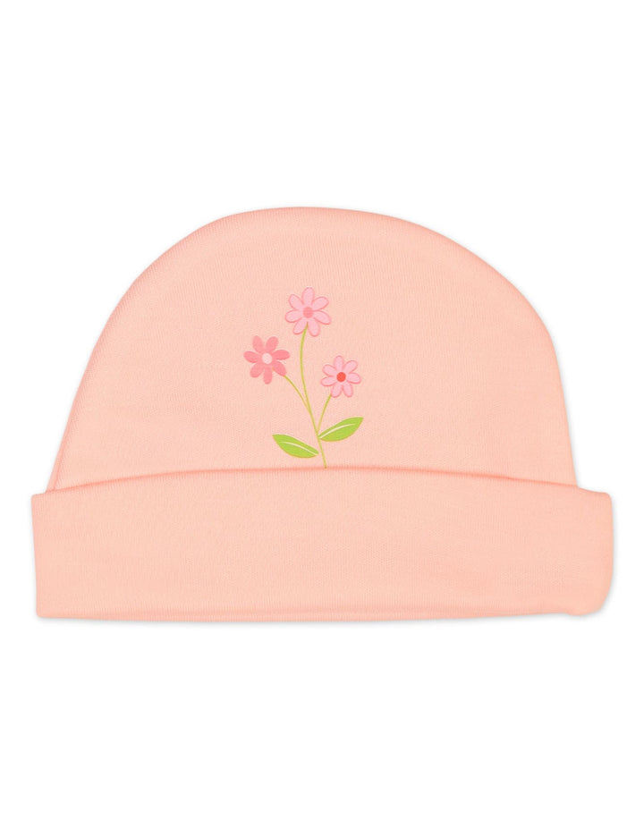 Newborn Girls Cap Pack of 3 Bambies Peach Floral at Zubaidas Best Online Baby and Kids Store in Pakistan
