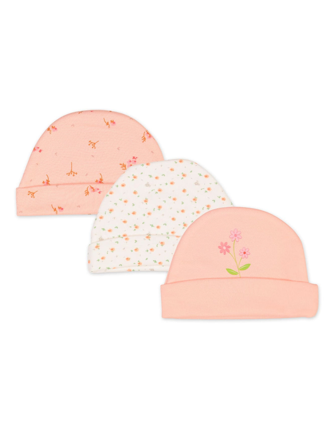 Newborn Girls Cap Pack of 3 Bambies Peach Floral at Zubaidas