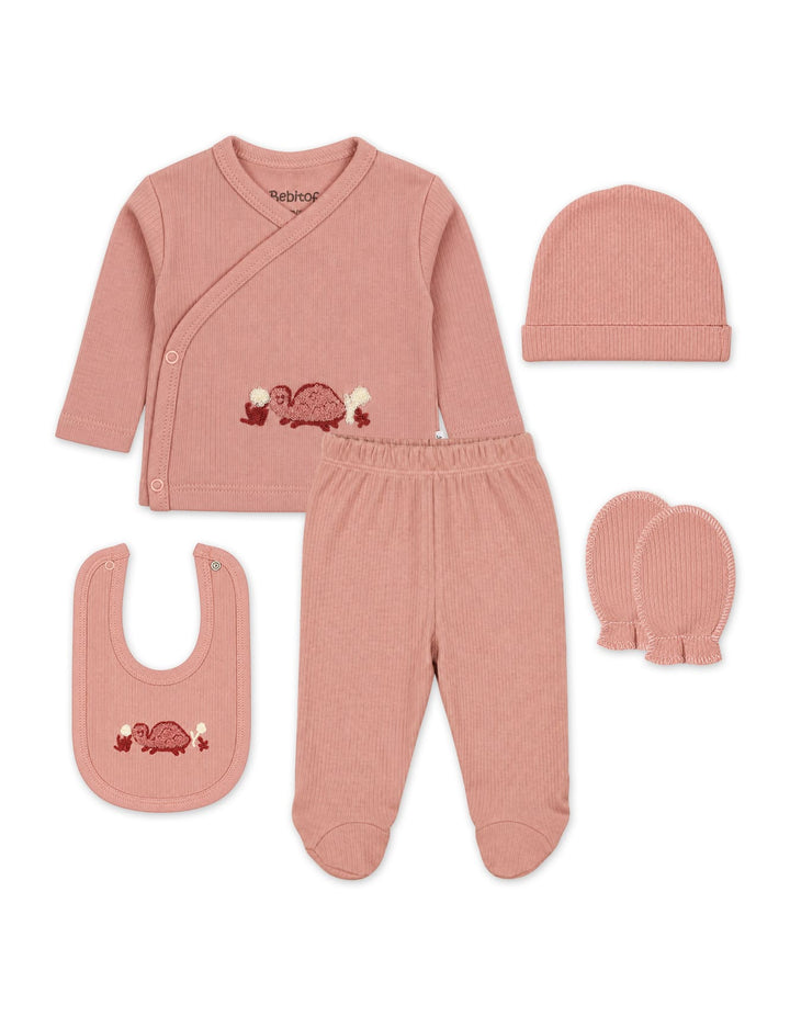 Newborn Girls Clothing Gift Set 5 Pieces Turtle Pink at Zubaidas