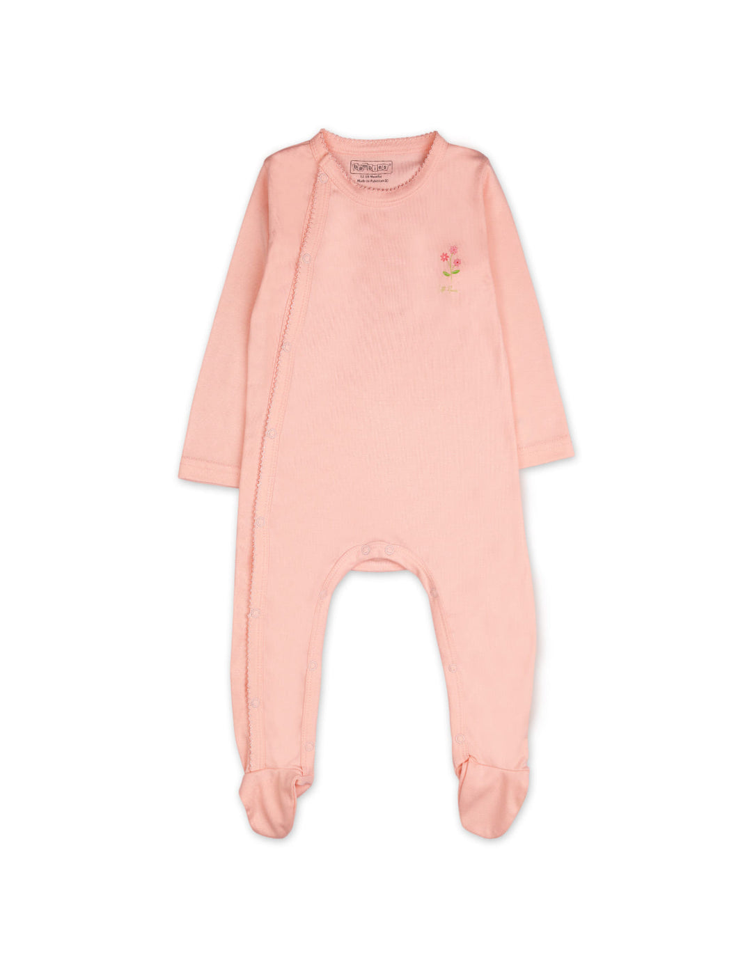 Newborn Girls Footed Sleepsuit Bambies Flower Pink at Zubaidas