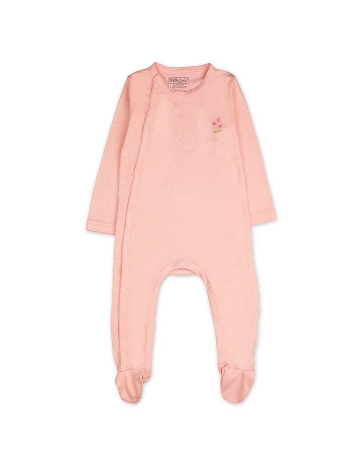 Newborn Girls Footed Sleepsuit Bambies Flower Pink at Zubaidas