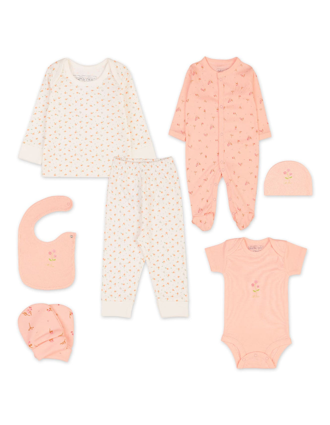 Newborn Girls Gift Set 7 Pieces Bambies Peach Floral at Zubaidas