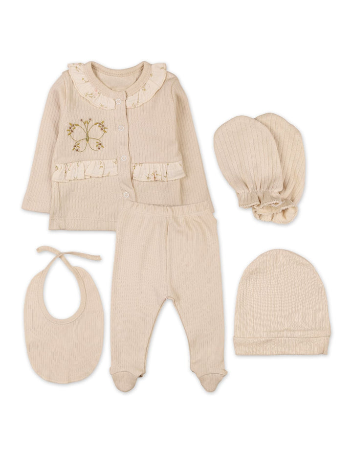 Newborn Girls Gift Set Butterfly Beige Premium Turkish Collection at Zubaidas