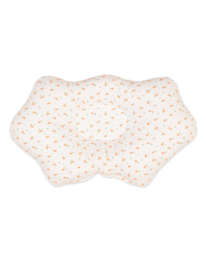 Newborn Girls Head Shaping Pillow Bambies Peach Floral Printed Off White at Zubaidas