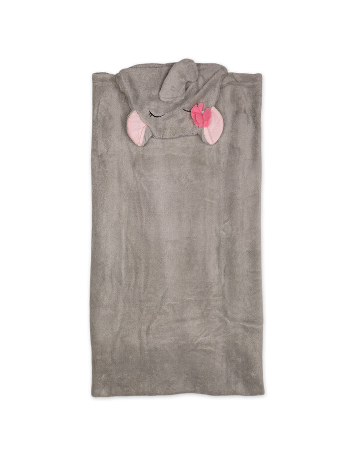 Newborn Girls Hooded Wrapping Blanket Elephant Grey at Zubaidas