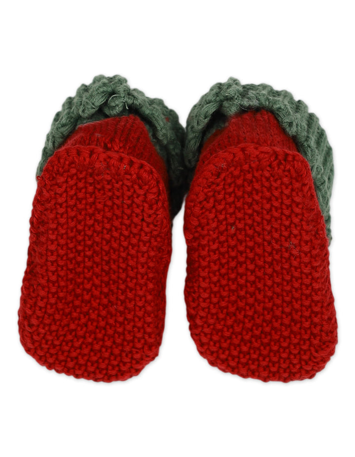 Newborn Girls Knitted Booties Red and Green at Zubaidas Official Pakistan
