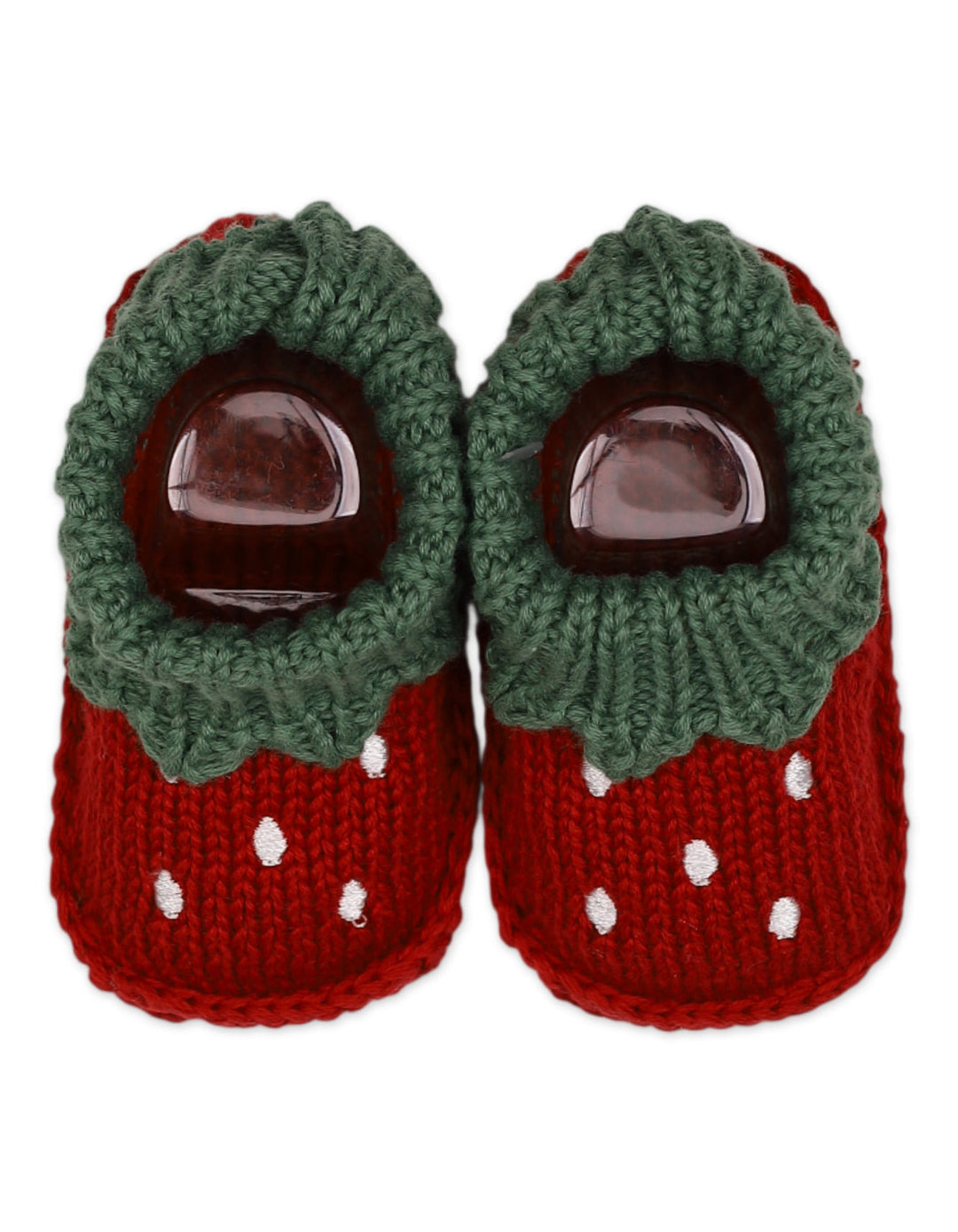 Newborn Girls Knitted Booties Red and Green at Zubaidas