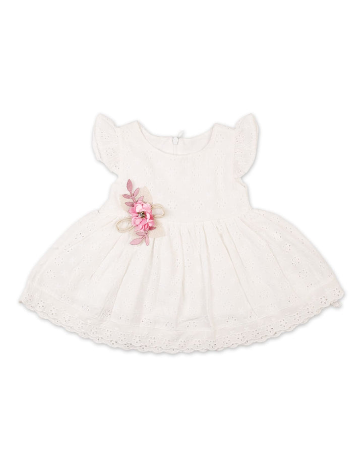 Newborn Girls Summer Dress Pink Flower White Premium Turkish Collection at Zubaidas