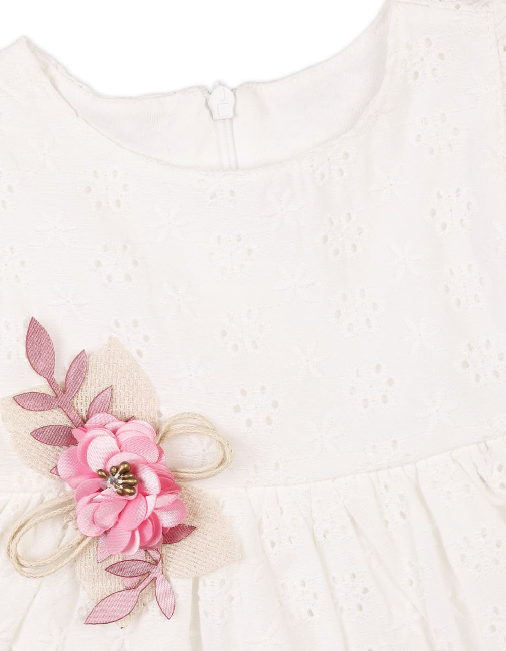 Newborn Girls Summer Dress Pink Flower White Premium Turkish Collection at Zubaidas Official Pakistan