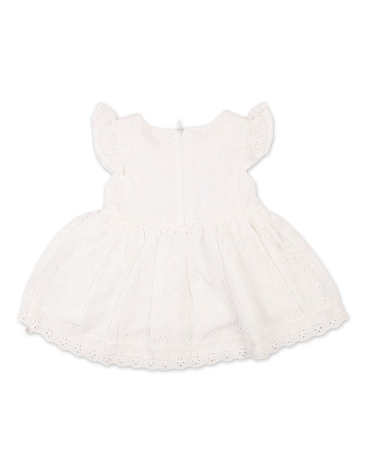 Newborn Girls Summer Dress Pink Flower White Premium Turkish Collection at Zubaidas Online Pakistan