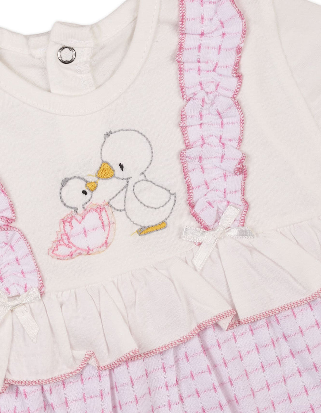 Infant Girls Summer Romper White and Pink Premium Turkish Collection at Zubaidas Official Pakistan