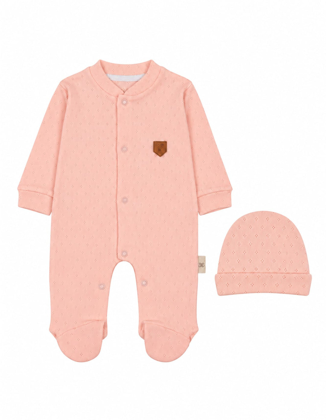 Newborn Girls Winter Romper with Cap Peach at Zubaidas