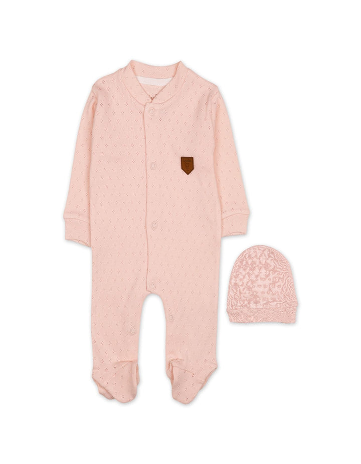 Newborn Girls Winter Romper with Cap Pink at Zubaidas