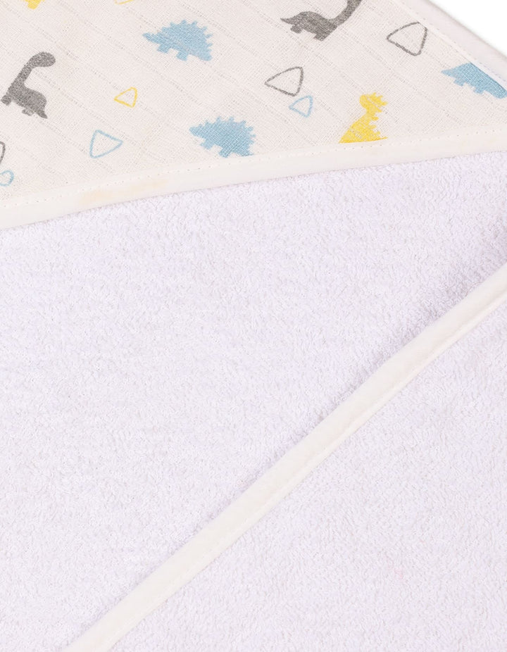Newborn Hooded Baby Bath Towels Bambies Dino Cream and White at Zubaidas Pakistan