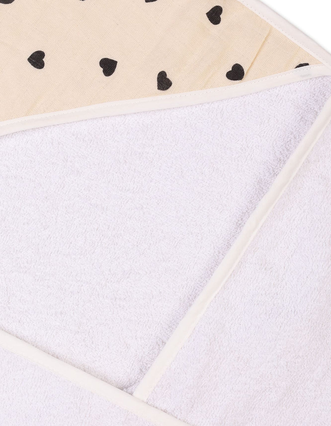 Newborn Hooded Baby Bath Towels Bambies Heart Printed White and Beige at Zubaidas Pakistan