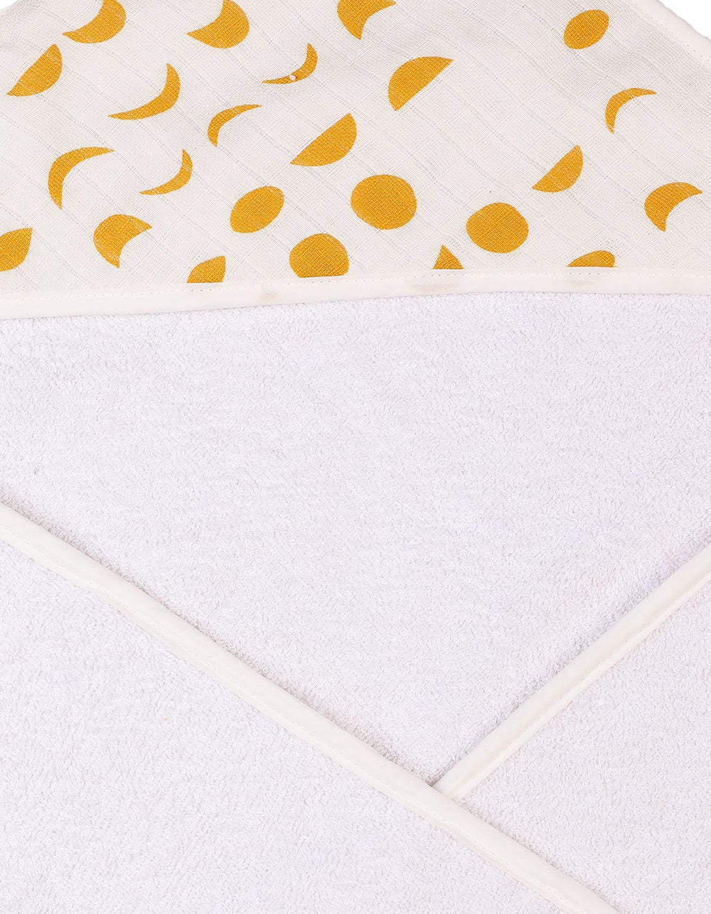 Newborn Hooded Baby Bath Towels Bambies Moon Cream and White at Zubaidas Pakistan