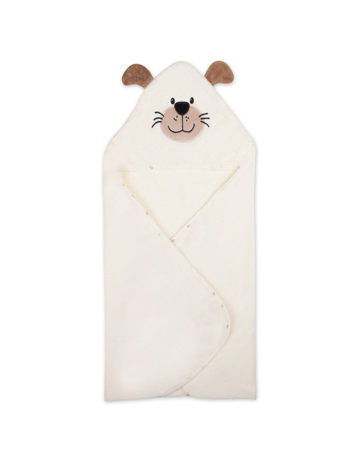 Newborn Hooded Bath Towel Pack of 2 Puppy Off White at Zubaidas Official Pakistan