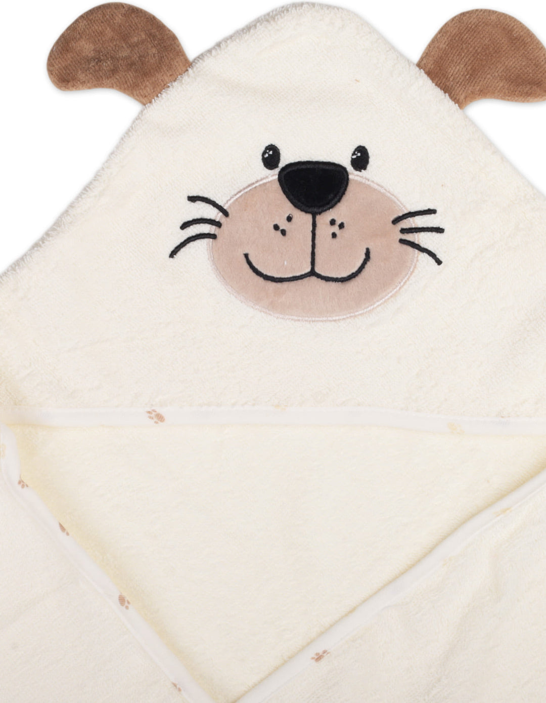 Newborn Hooded Bath Towel Pack of 2 Puppy Off White at Zubaidas Online Pakistan