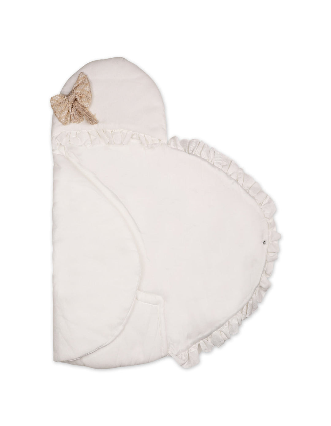 Newborn Hooded Carry Nest Beige Bow White at Zubaidas Best Online Baby Kids and Moms Store in Pakistan