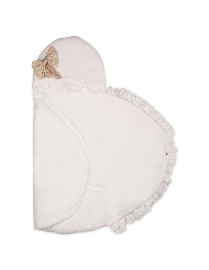 Newborn Hooded Carry Nest Beige Bow White at Zubaidas Best Online Baby Kids and Moms Store in Pakistan