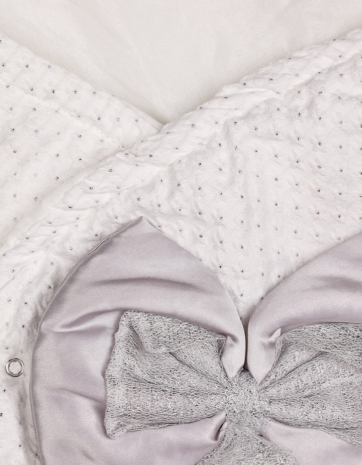 Newborn Hooded Carry Nest Grey Bows White at Zubaidas Online Pakistan