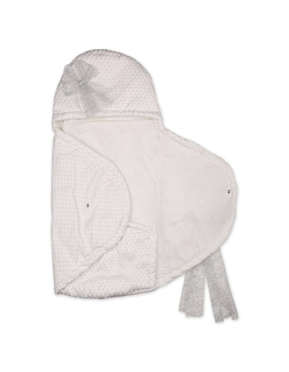 Newborn Hooded Carry Nest Grey Bows White at Zubaidas Official Pakistan