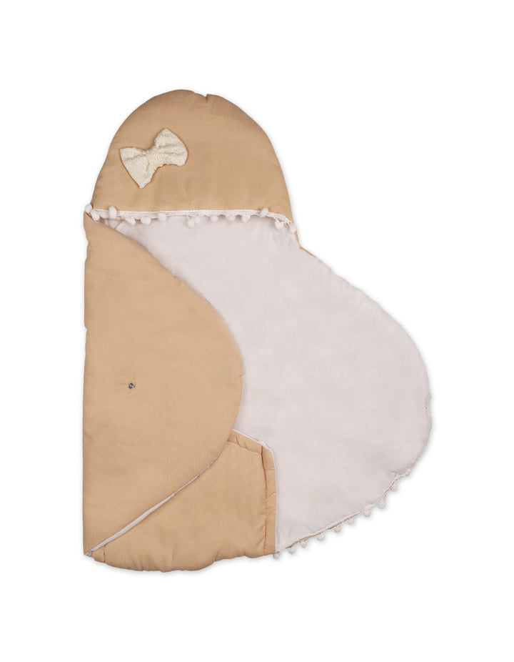 Newborn Hooded Carry Nest White Bow Beige at Zubaidas Online Pakistan