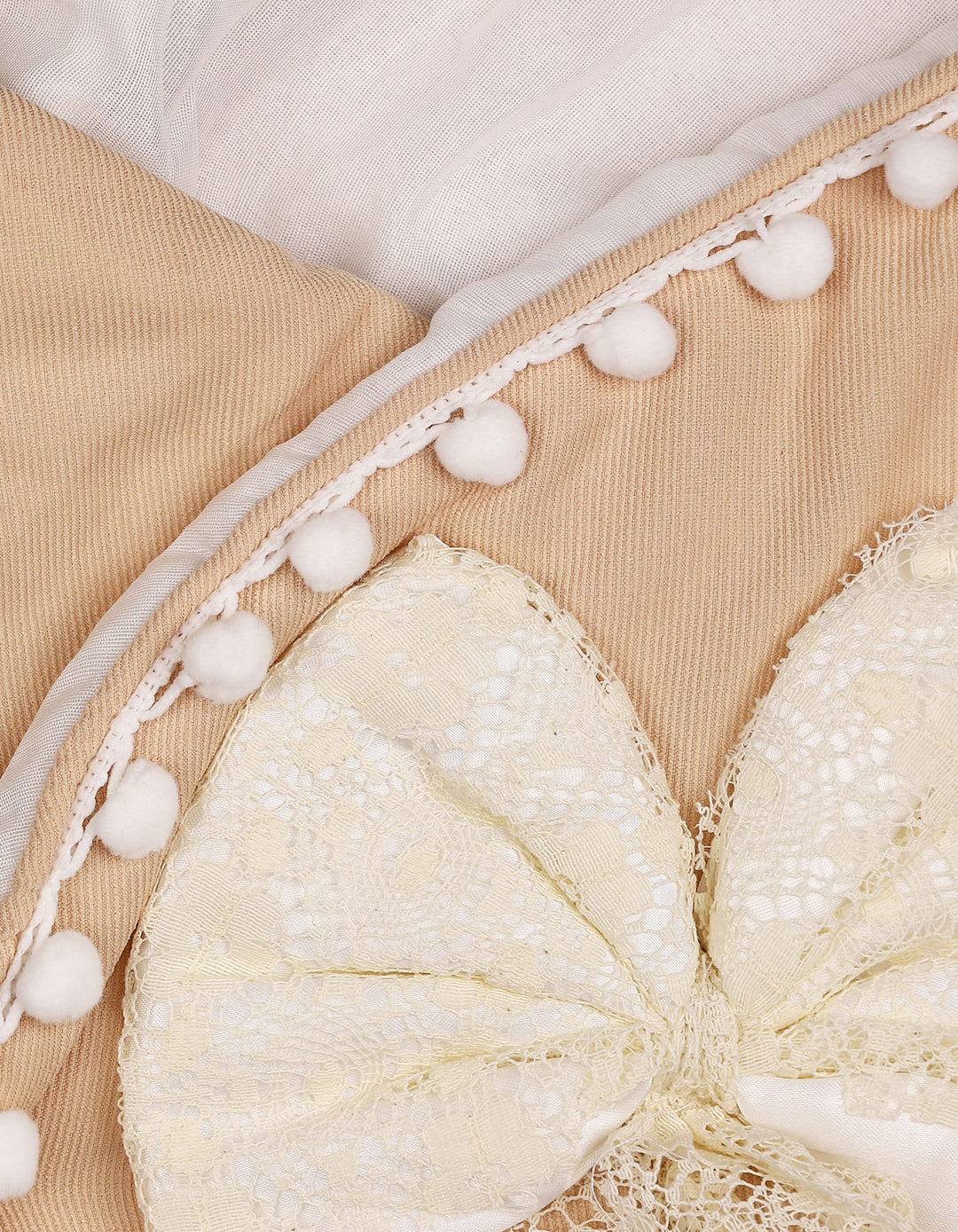 Newborn Hooded Carry Nest White Bow Beige at Zubaidas Official Pakistan