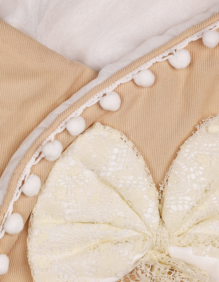 Newborn Hooded Carry Nest White Bow Beige at Zubaidas Official Pakistan