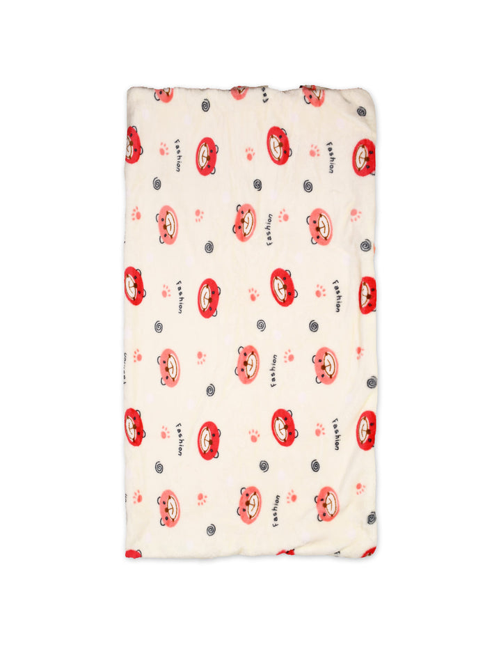 Newborn Hooded Swaddle Blanket Bear Print Cream and Peach at Zubaidas Official Pakistan