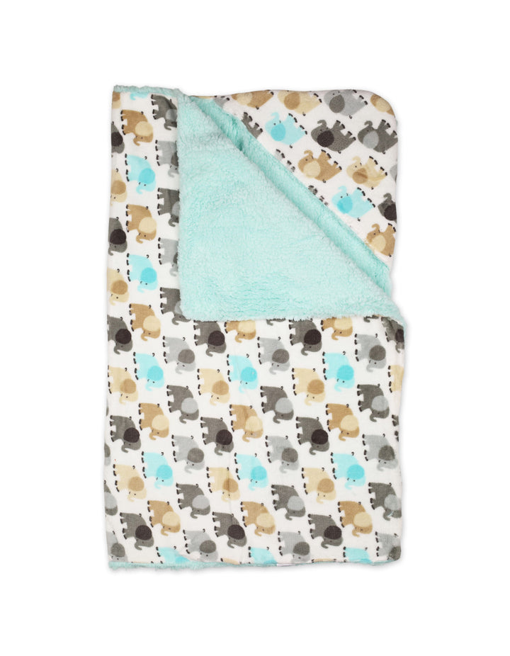 Newborn Hooded Swaddle Blanket Elephant White and Mint Green at Zubaidas Online Pakistan