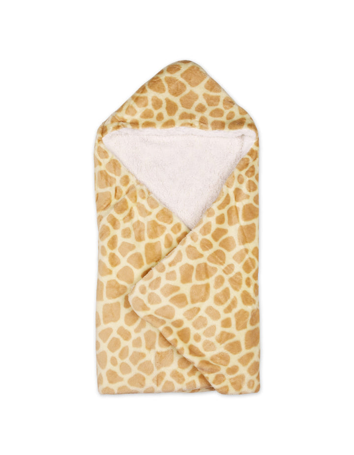 Newborn Hooded Swaddle Blanket Giraffe Print Yellow and White at Zubaidas