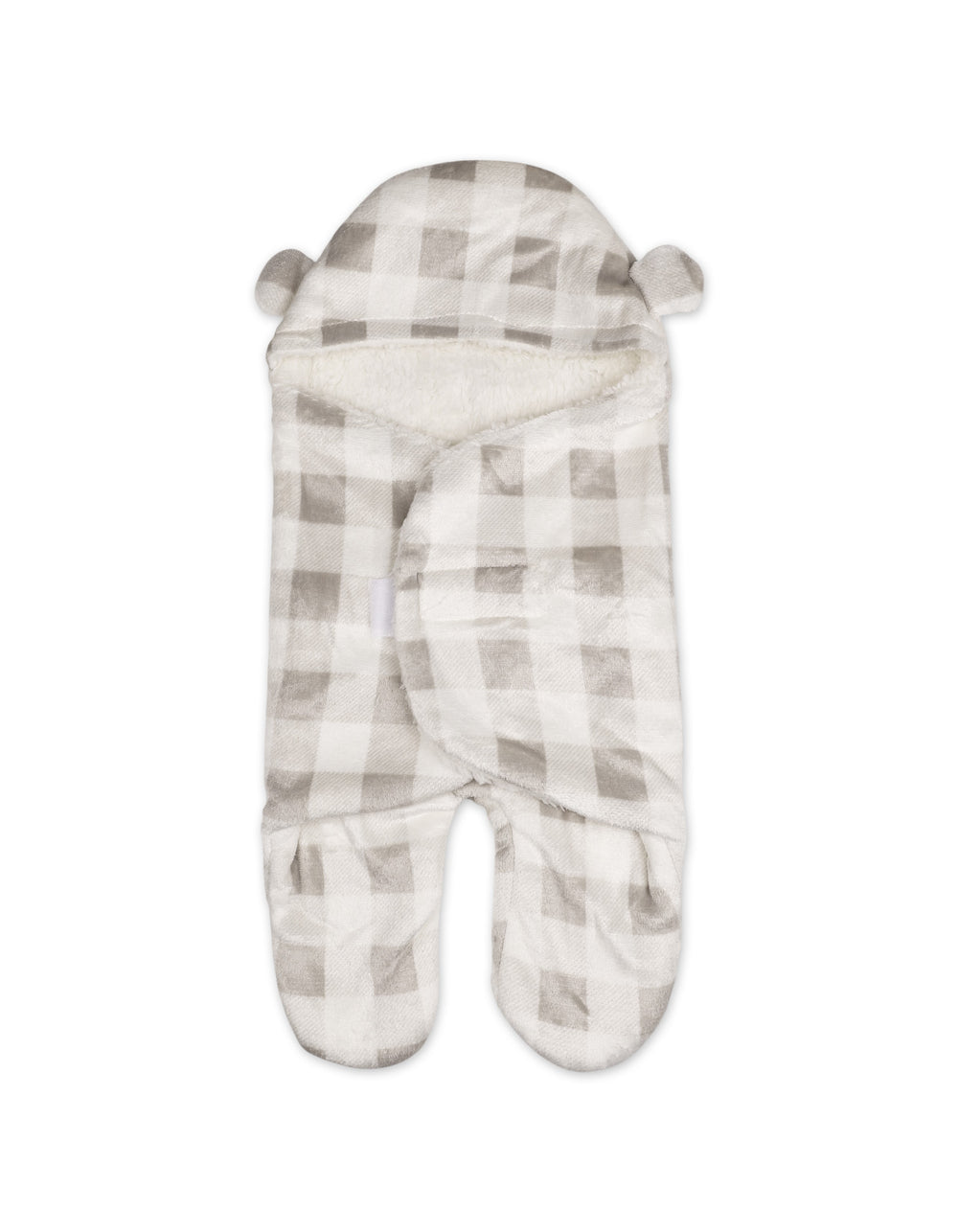 Newborn Hooded Swaddle Buffalo Check Plaid Grey and White at Zubaidas Official Pakistan