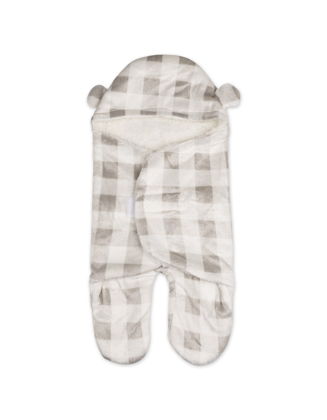 Newborn Hooded Swaddle Buffalo Check Plaid Grey and White at Zubaidas Official Pakistan