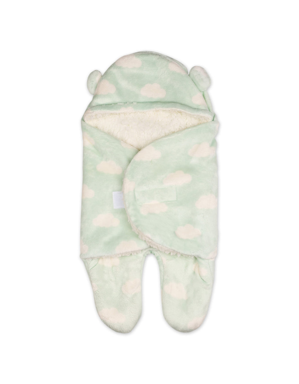 Newborn Hooded Swaddle Cloud Mint Green and White at Zubaidas Official Pakistan