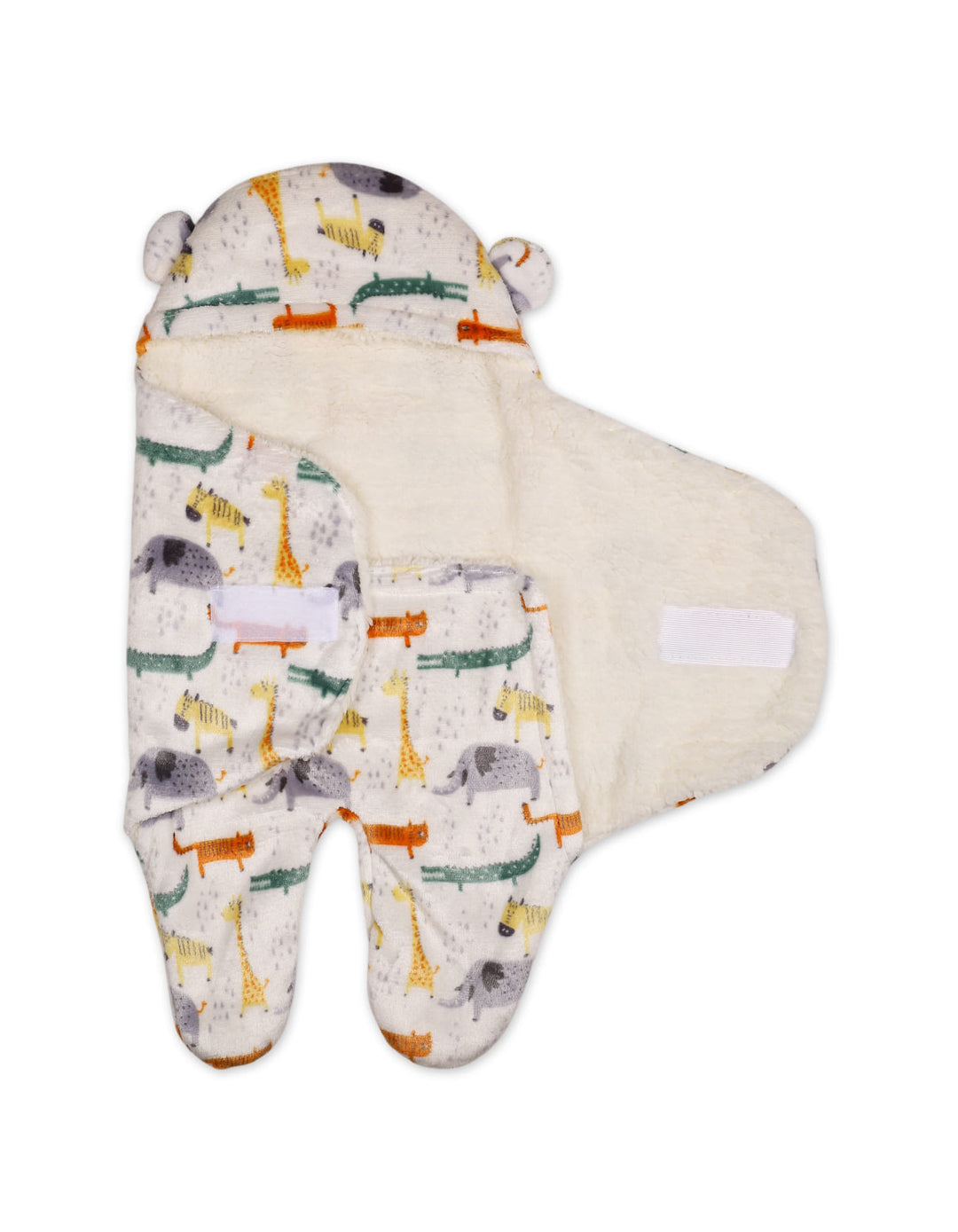 Newborn Hooded Swaddle Safari Animal White at Zubaidas