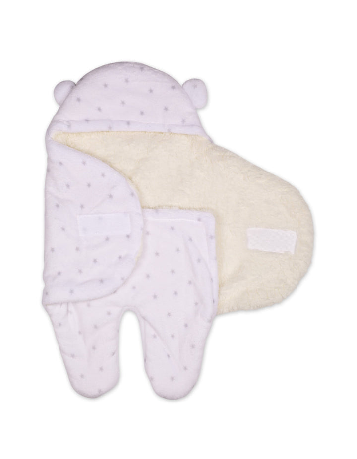 Newborn Hooded Swaddle Star Grey and White at Zubaidas