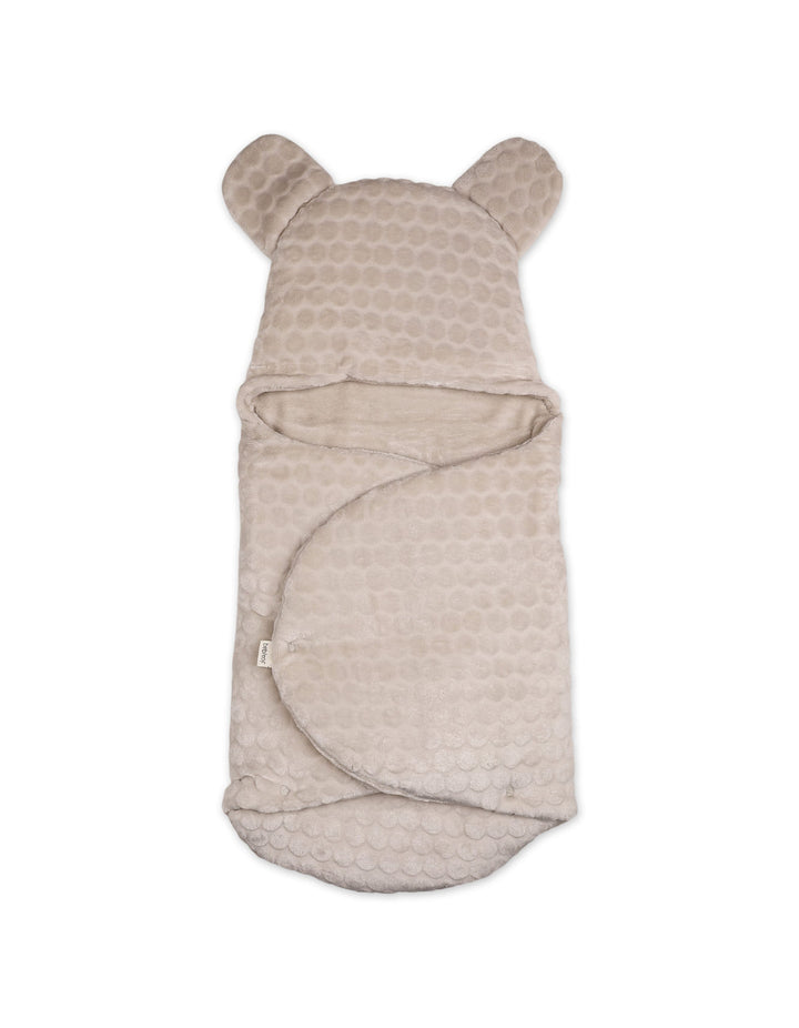 Newborn Hooded Swaddle Wrap Bubbles Beige at Zubaidas
