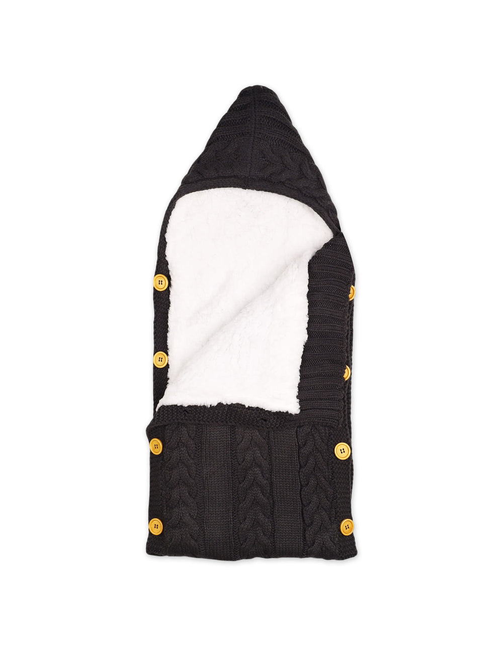 Newborn Hooded Woolen Carry Nest Cable Knit Pattern Black at Zubaidas Official Pakistan