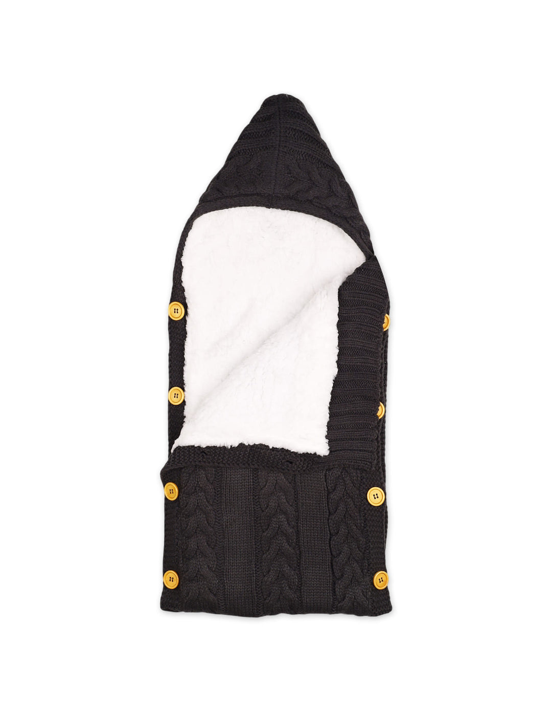 Newborn Hooded Woolen Carry Nest Cable Knit Pattern Black at Zubaidas Official Pakistan