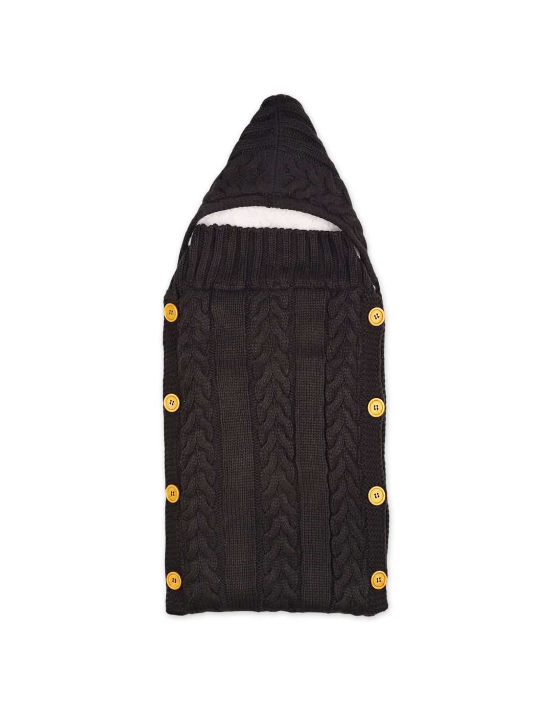 Newborn Hooded Woolen Carry Nest Cable Knit Pattern Black at Zubaidas