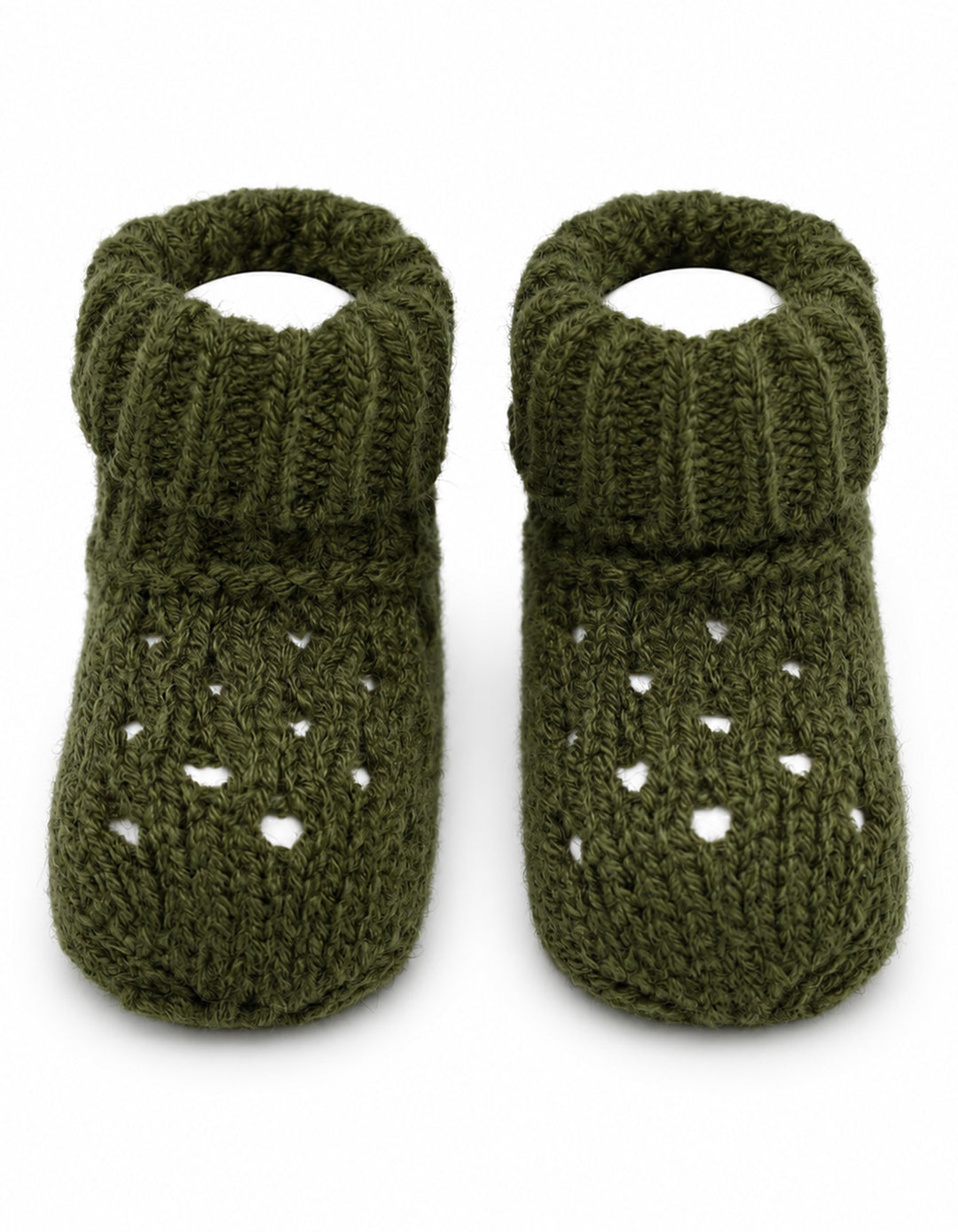 Newborn Knitted Booties Olive Green at Zubaidas Official Pakistan