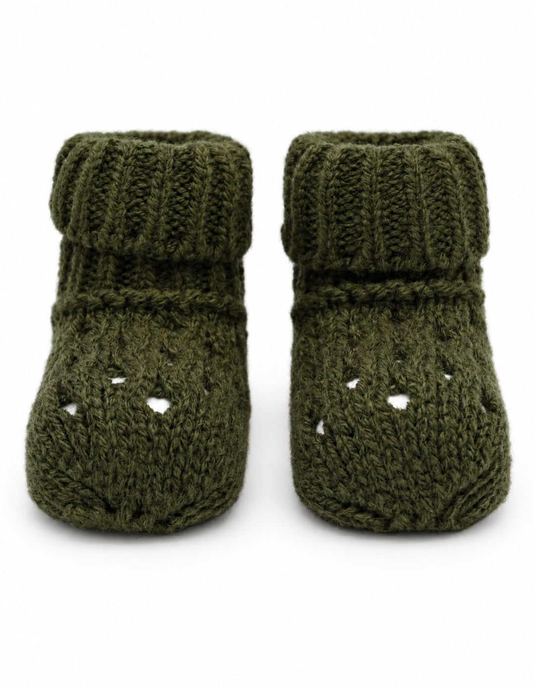 Newborn Knitted Booties Olive Green at Zubaidas Online Pakistan