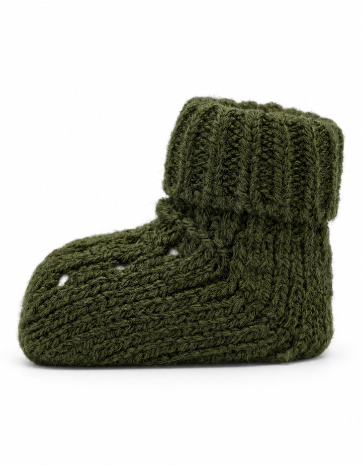 Newborn Knitted Booties Olive Green at Zubaidas Best Baby and Kids Store in Pakistan