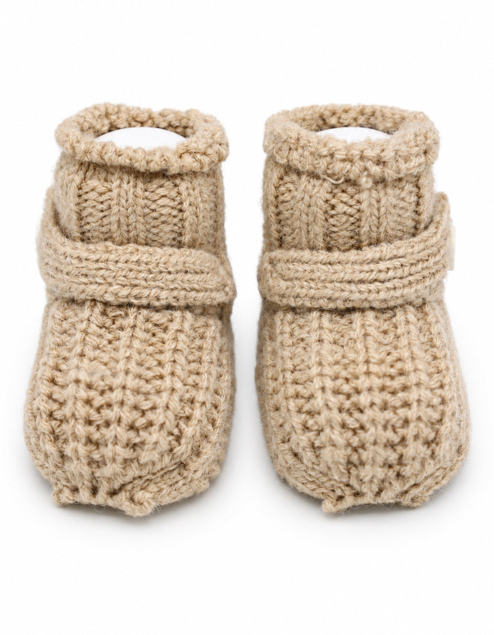 Newborn Knitted Booties with Decorative Button Light Brown at Zubaidas Online Pakistan
