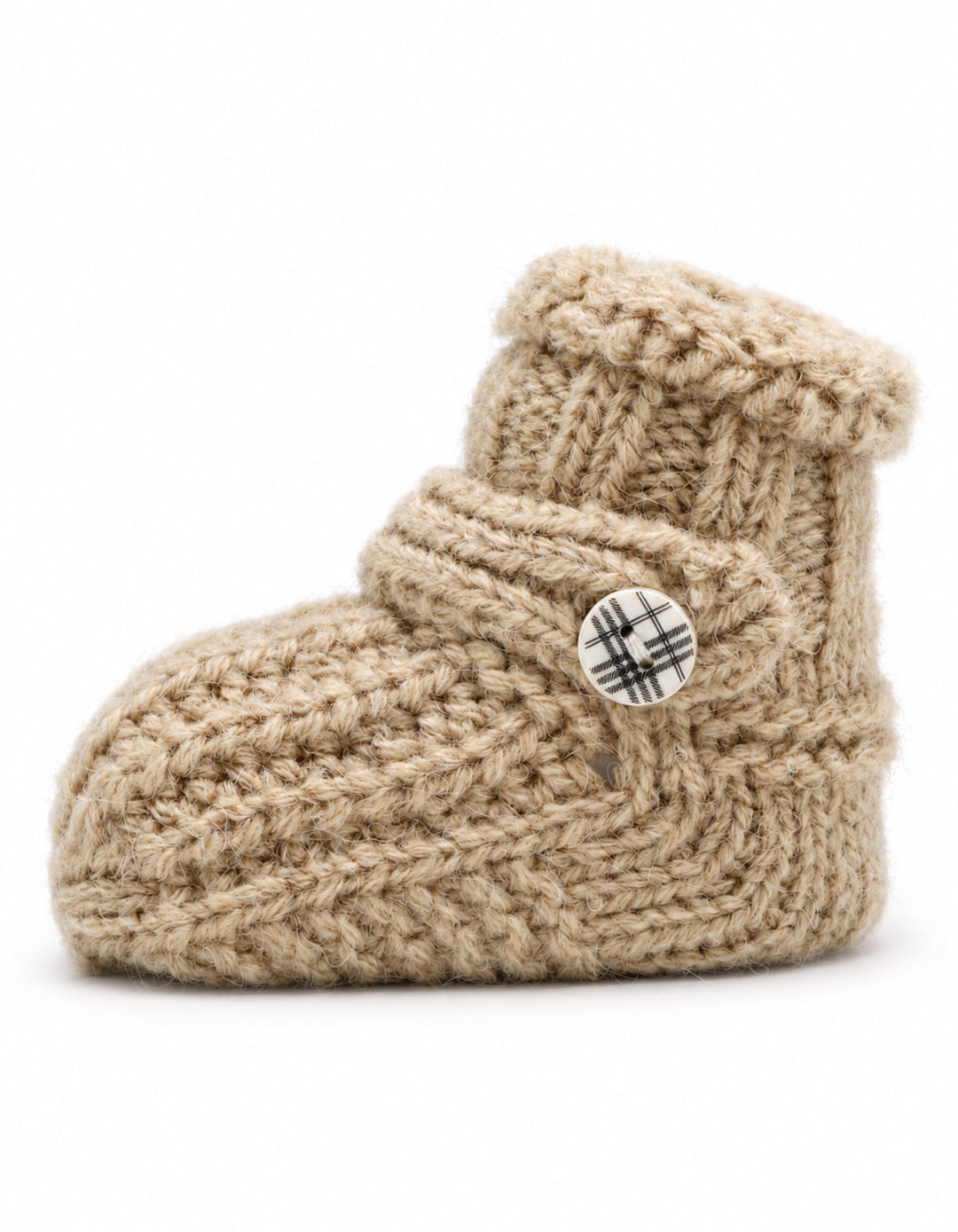 Newborn Knitted Booties with Decorative Button Light Brown at Zubaidas Best Online Baby and Kids Store in Pakistan