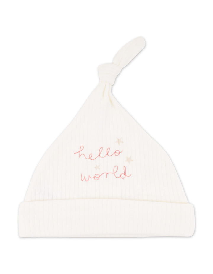 Newborn Knotted Cap Pack of 3 Hello World at Zubaidas Official Pakistan