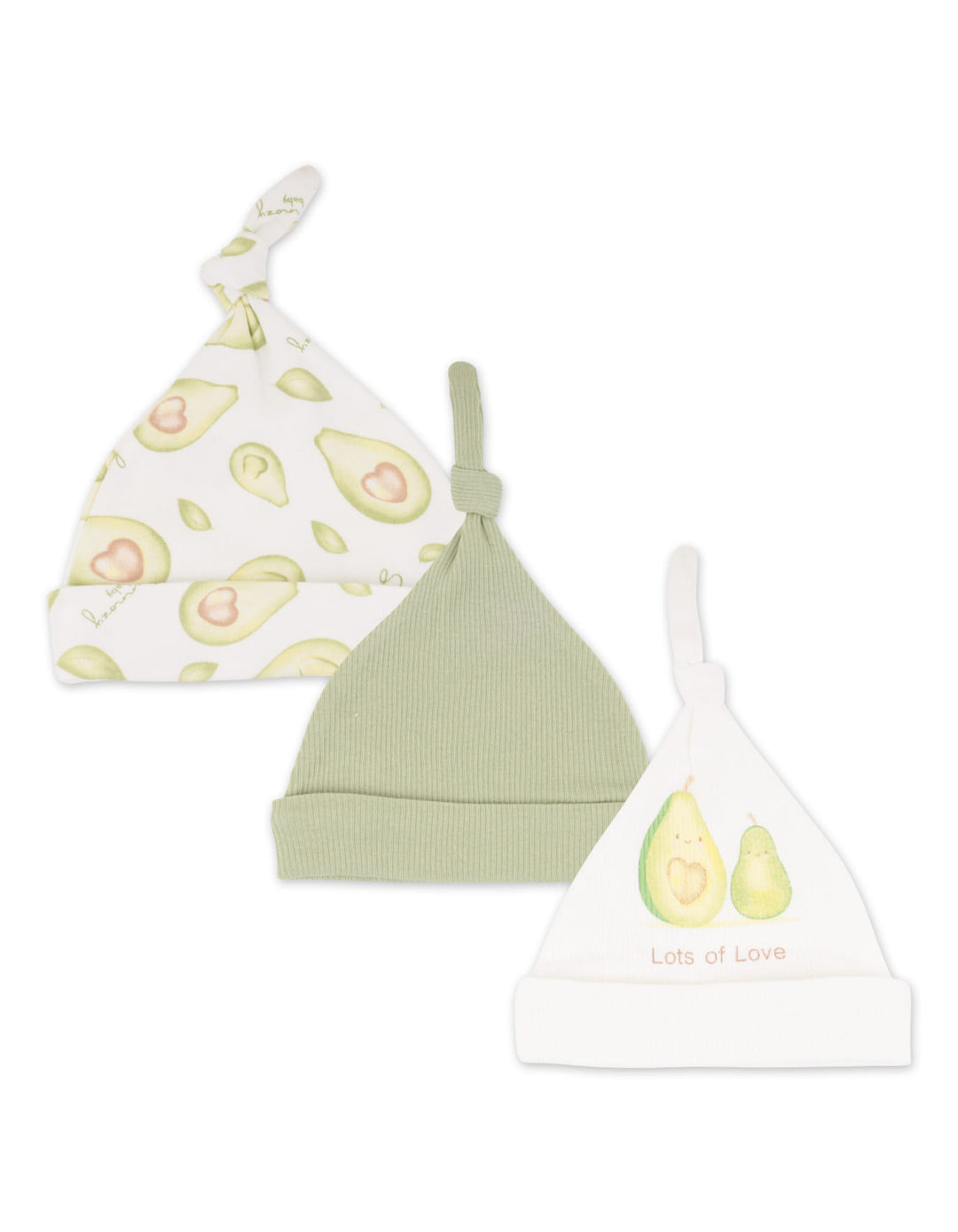Newborn Knotted Cap Pack of 3 Lots of Love at Zubaidas