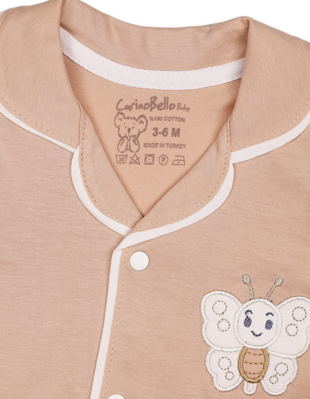 Newborn Night Suit 2 Pcs Embroidered Butterfly Beige at Zubaidas Official Pakistan